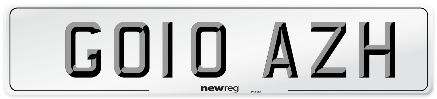 GO10 AZH Number Plate from New Reg